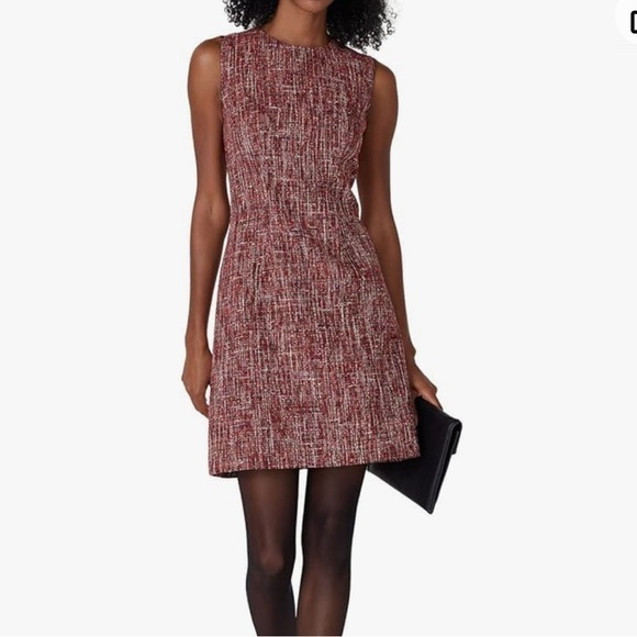 Adam Lippes Collective Women’s 10 Red Tweed Midi Sleeveless Sheath Dress - Picture 1 of 12